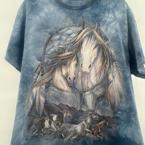 The Mountain Horses Large Blue Tie Dye by Jody Bergsma Large L USA 100% Cotton